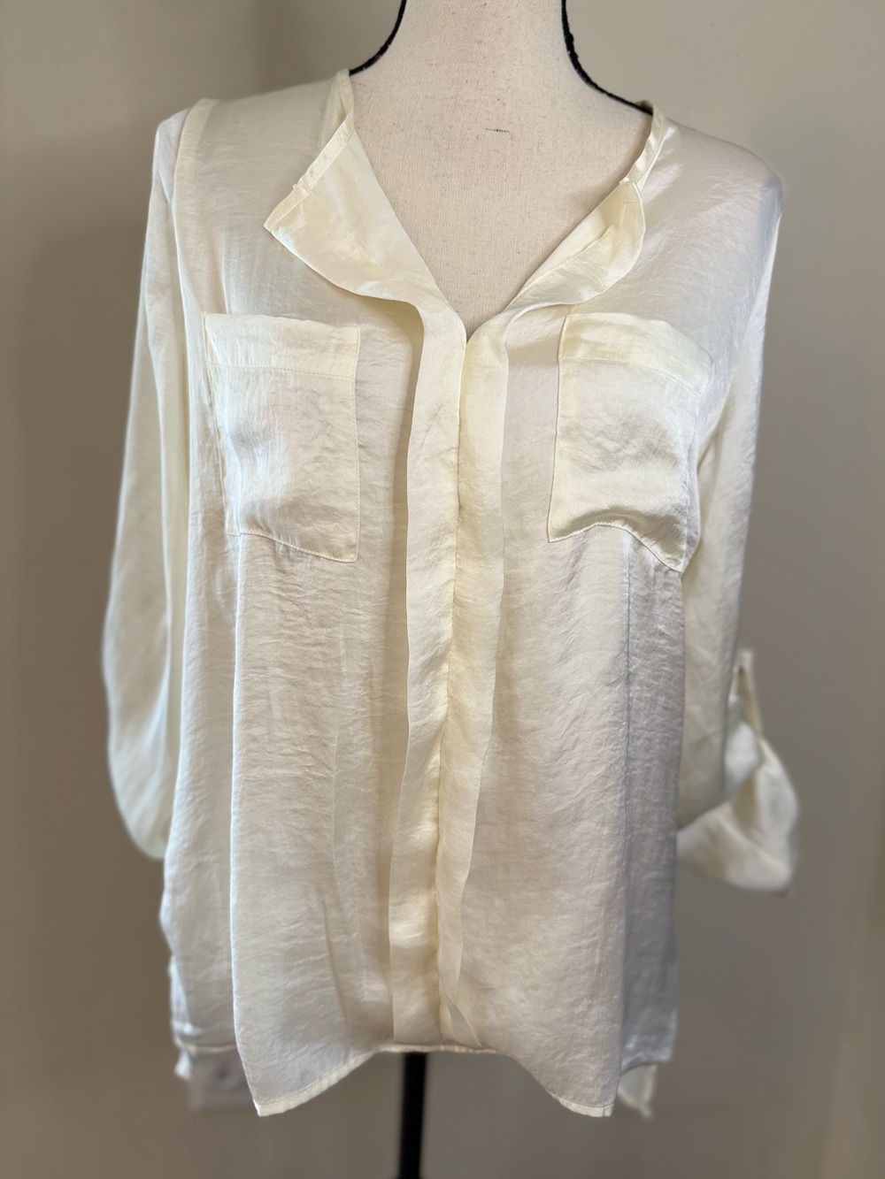 Rebellious One semi sheer off white/cream top semi sheer M